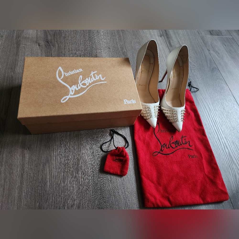 Authentic Louboutin Barretta Spike Mesh Pump with box and dust bag - Picture 1 of 15